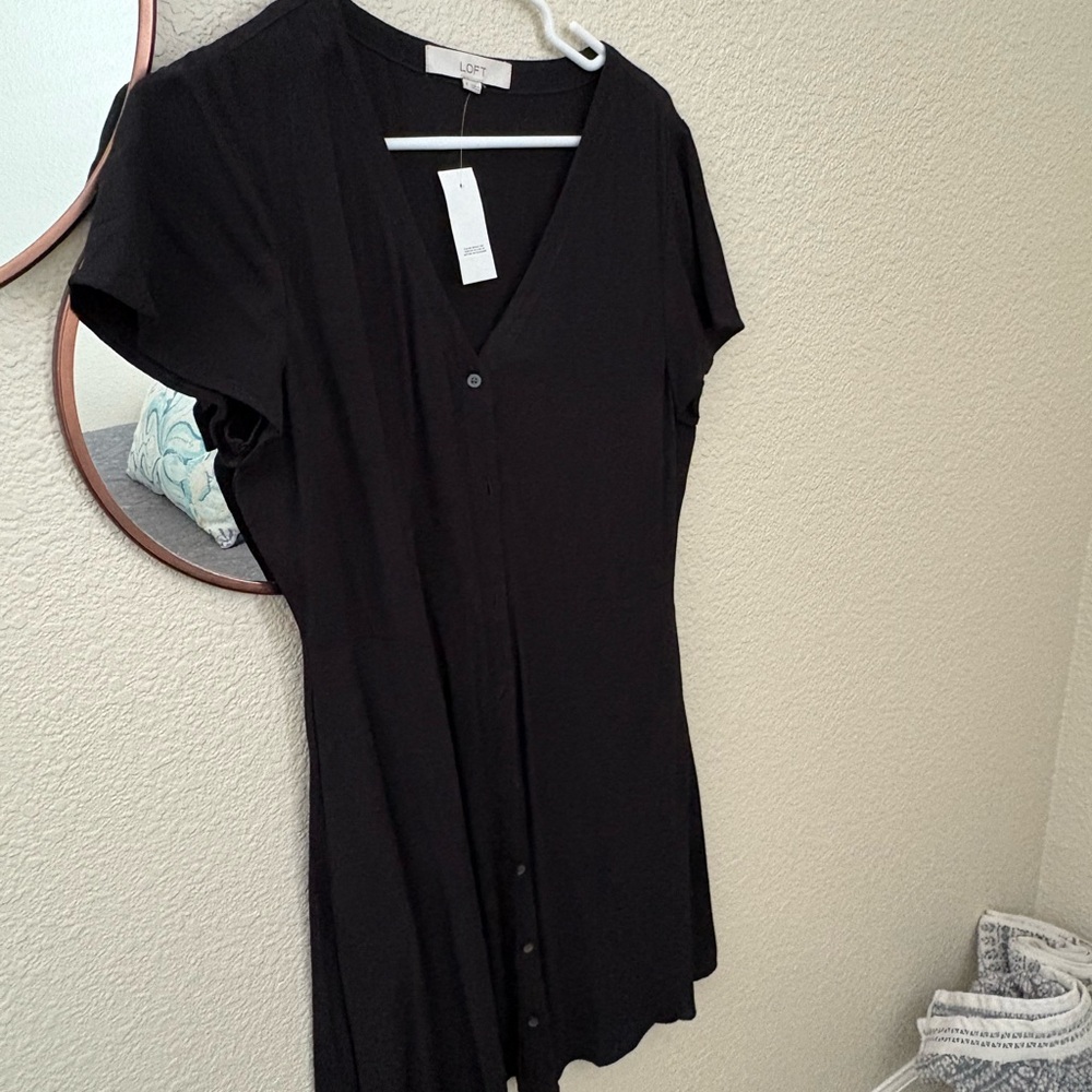 LOFT Elegant Black Button-Down Shirt
